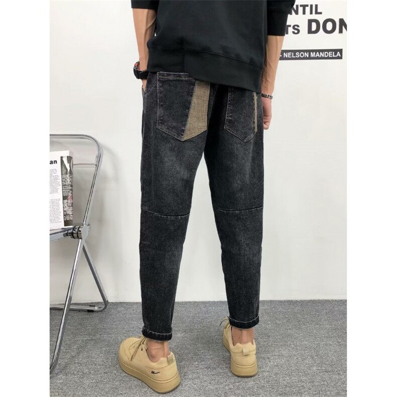 1506-1/KT621加绒/P59高端八分弹力牛仔裤秋冬季宽松直筒大码,男装牛仔裤,星座1506-1