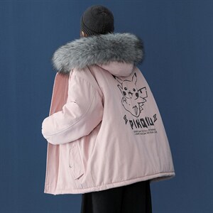 MM48078-P130冬季大毛领棉衣女港风加厚保暖棉袄女派克服，女装棉衣/棉服，电商A040