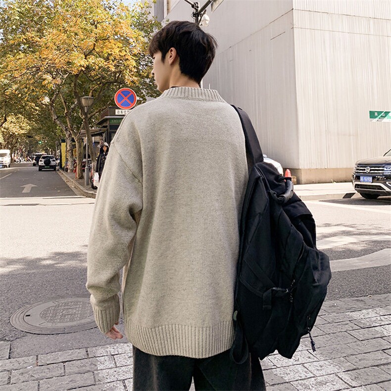 M31072025春装新款圆领宽松简约纯色毛衣P75,男装针织衫/毛衣,星座1108