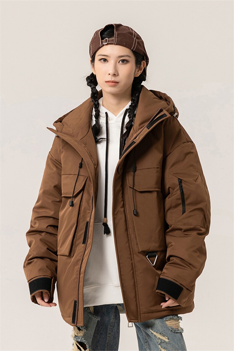 新标90白鸭绒简约休闲连帽工装外套纯色加厚羽绒服ESY0222-P230,男装羽绒服,电商B306
