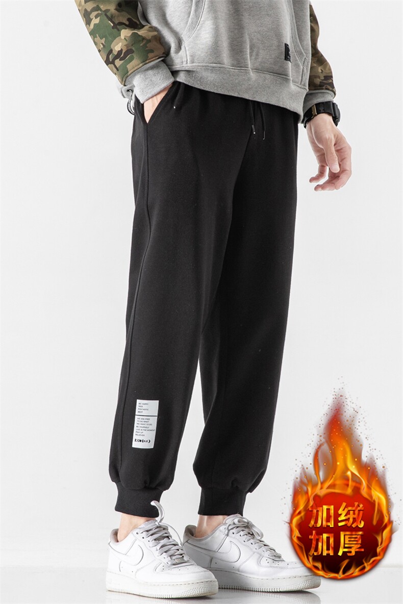 K12045-P40加绒P50束脚纯棉运动裤男士休闲裤大码宽松卫裤男,男装休闲裤,电商A040A