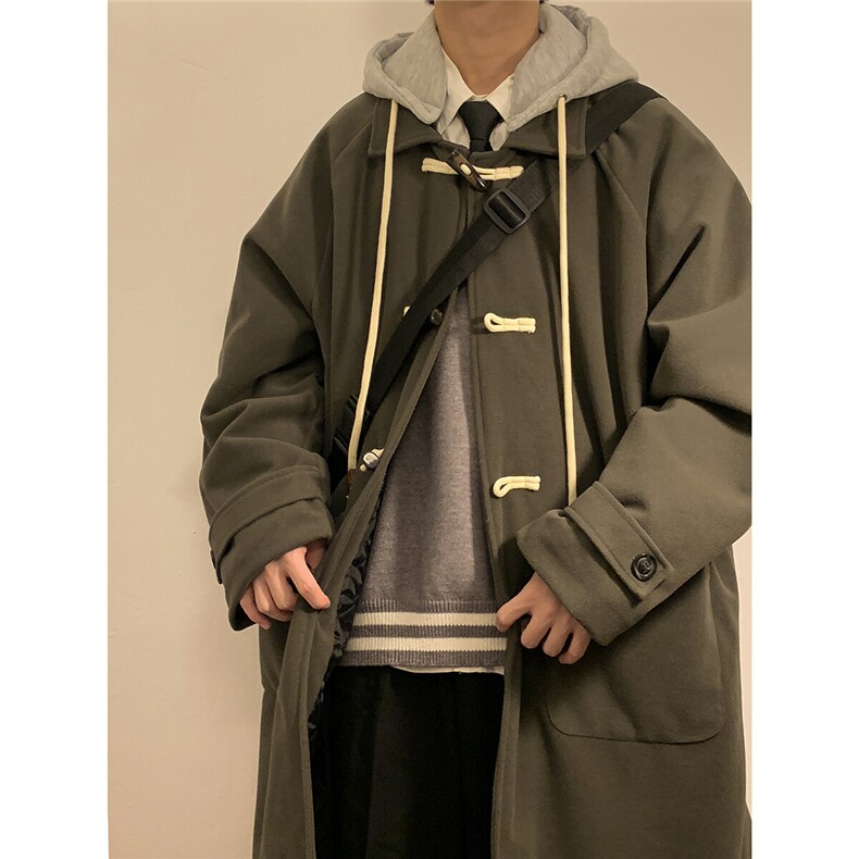 1港风室内牛角扣加棉呢大衣男可拆卸帽外套男FY8716P138控188，男装毛呢大衣，星座226-2