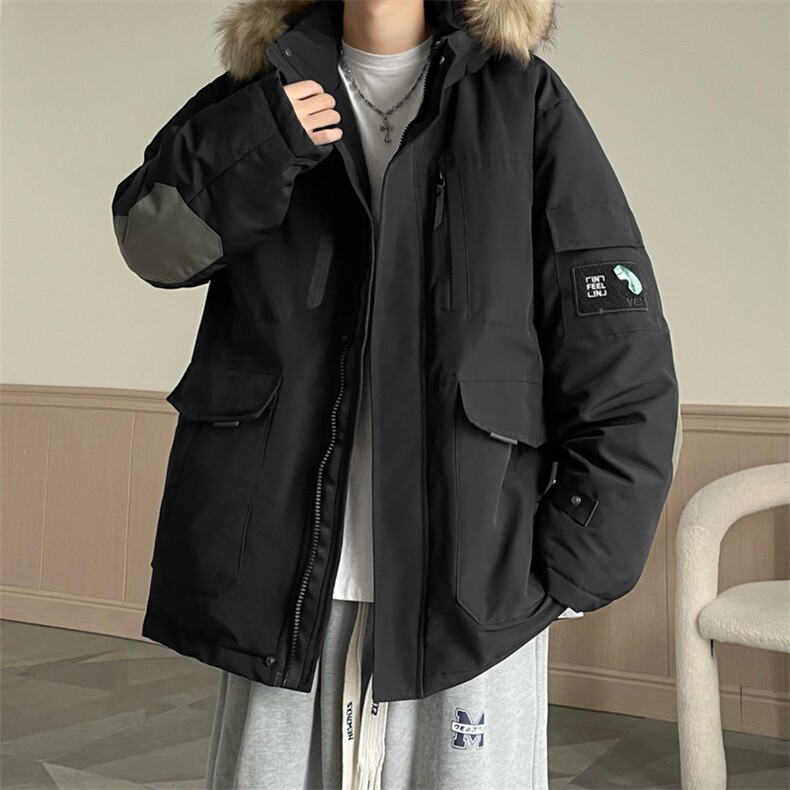 港风2025新品冬季宽松棉服派克服毛领冬装加厚外套D010-P145,男装棉衣,星座717