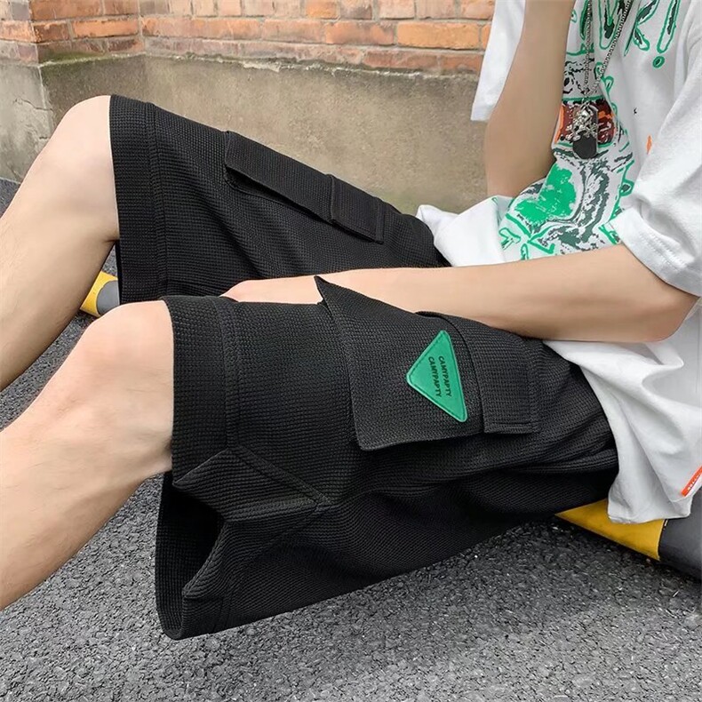 高街潮工装短裤男夏季五分裤华夫格美式篮球运动中裤DK0689-P35图片