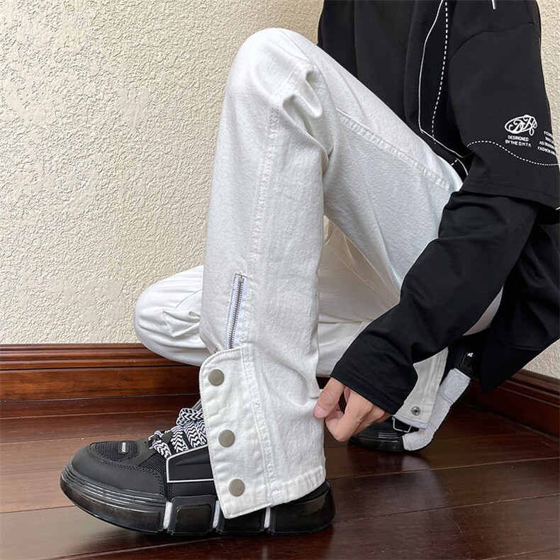 B221美式ins高街小众排扣拉链牛仔裤LK22073-P60控78,男装牛仔裤,电商B221