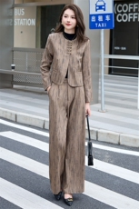 高级感气质休闲套装女春秋2025新款老钱风显瘦小西装阔腿裤两件套，女装套装/套裙，卡杰菲