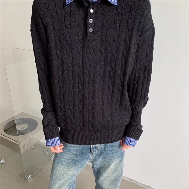 JY641-P58开衫毛衣美式复古休闲慵懒风V领针织衫男纯色外套网图,男装针织衫/毛衣,星座1501-3