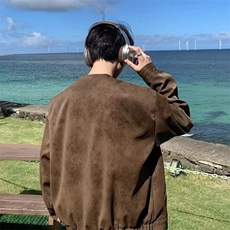 秋冬装外穿抽绳皮衣对襟后背飞片设计复古个性宽松舒适别致外套潮，男装皮衣，星座1210-1