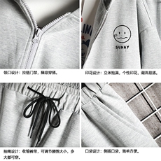 TK6072-P85开衫连帽卫衣套装男运动套装两件套网格挂拍，男装休闲套装，电商A040A