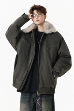 M1658-P115冬季新款美式可脱卸毛领水洗工装棉服外套，男装棉衣，星座109