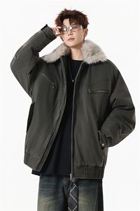 M1658-P115 冬季新款美式可脱卸毛领水洗工装棉服外套图片