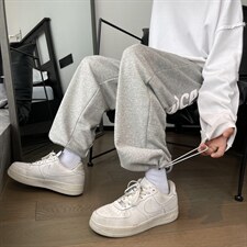 秋季字母印花拖地裤宽松直筒运动裤X715灰白WK619P50控68，男装休闲裤，星座715