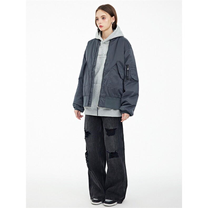 现货秋冬季潮牌机车夹克棉衣棒球服欧美街头飞行员外套情侣装,男装夹克,电商A105