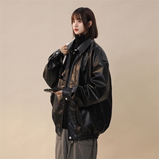 SJ-217-2-PY01-P65秋冬季中性风PU皮衣男女夹克情侣外套，男装皮衣，星座217-2