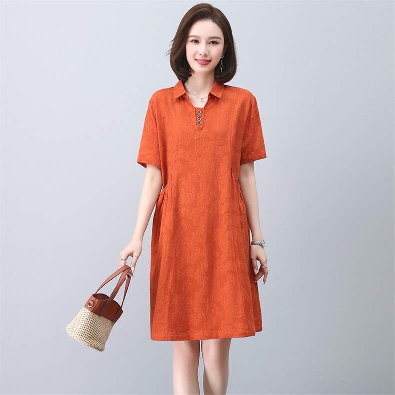 中年妈妈连衣裙女夏2023年新款时尚洋气中长款遮肚子显瘦休闲裙子图片