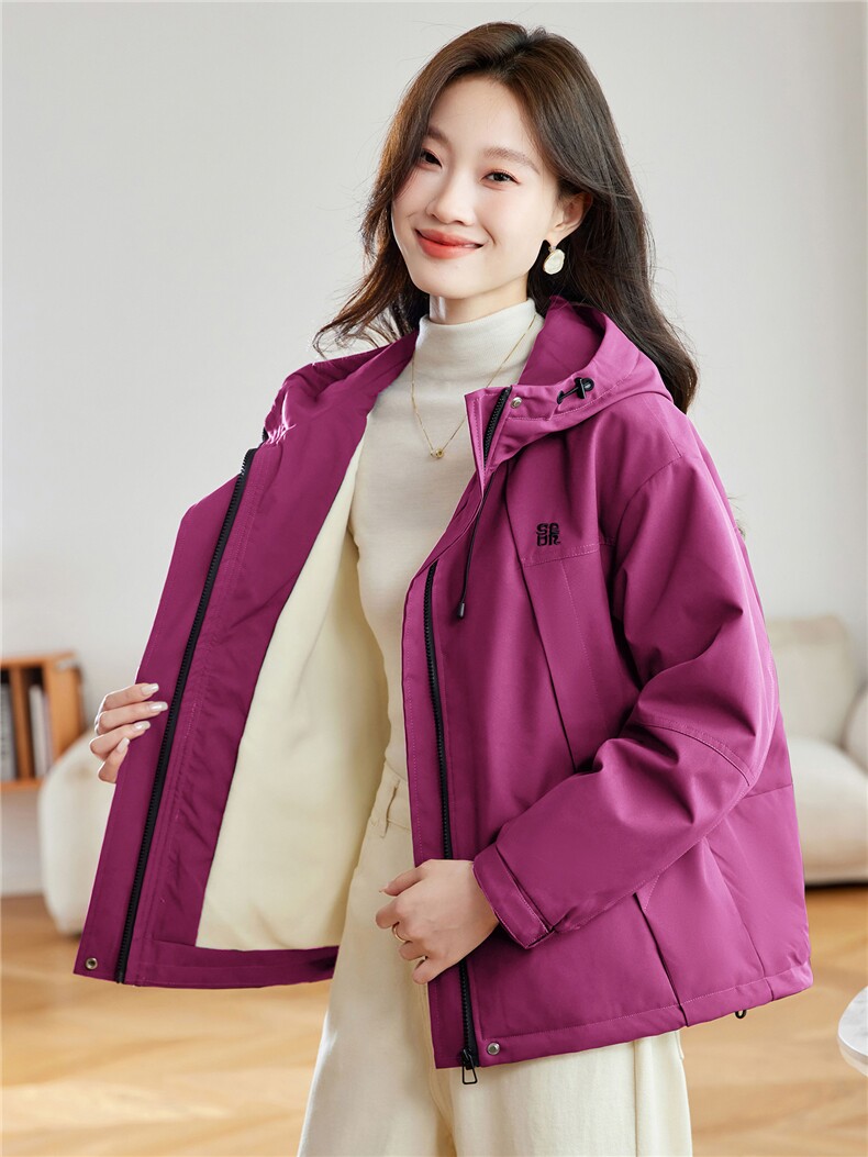 时尚连帽加绒加厚棉服外套女2025秋冬新款宽松显瘦短款派克服棉衣,女装棉衣/棉服,沐七七