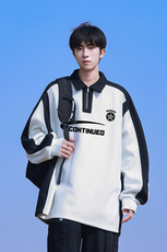 2025港风山系新款字母印花插肩袖翻领长袖卫衣B741P55控78，男装卫衣，电商A247