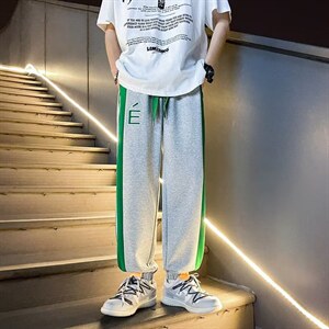 网红裤子男秋季潮流宽松休闲长裤韩版修身束脚运动裤JQ68P35图片