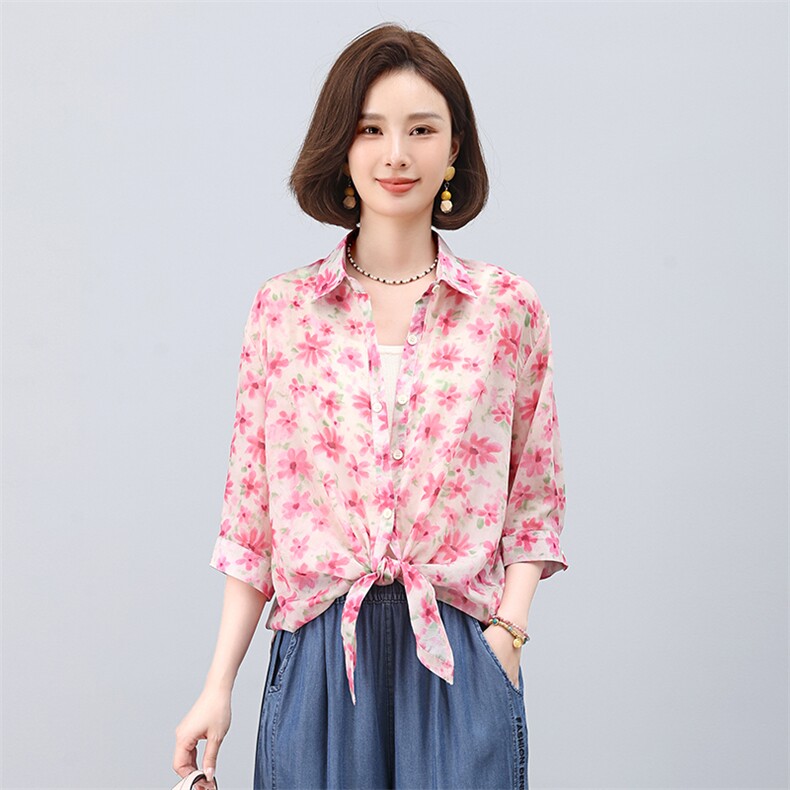 叶笙衣2553印花宽松开衬,女装衬衫,叶笙衣