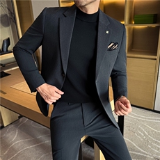 两粒扣平驳领~主推款M-7XL双开叉西装套装西服两件套LJT7056-P173，男装西服套装，电商A213
