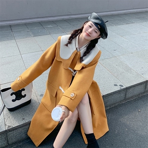 【新品】出货中  娃娃领学院风撞色毛呢大衣807-P185-K265图片