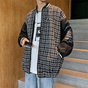 潮设计感格子双面穿棒球服oversize百搭炸街外套 W1240-P60图片