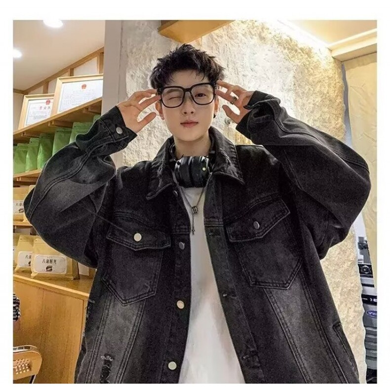 J9904-P62美式潮牌复古痞帅水洗休闲宽松牛仔外套，男装工装外套，星座617A-2