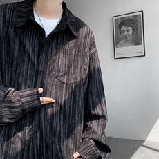 8XL-M灯芯绒长袖衬衫特大码痞帅扎染衬衣美式复古外套CS9002/P55，男装衬衫，电商B238
