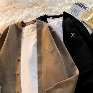 ins针织衫外套男女潮牌复古港风休闲百搭开衫毛衣上衣服M9320-P45图片