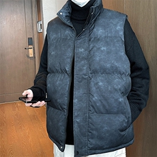 新款加厚港风晕染马甲情侣潮流保暖无袖运动立领马甲MJ2515P-50，男装棉衣，电商A128