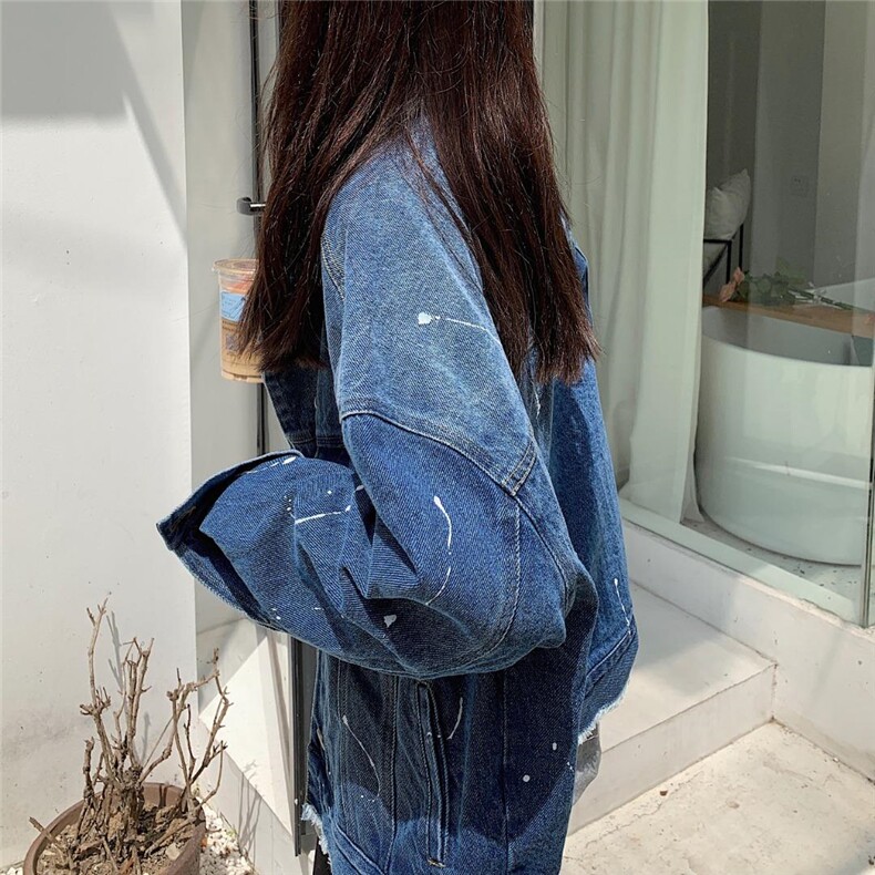 现货漆点牛仔外套，其它，墨写