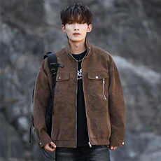 机车皮衣男秋季立领男士皮夹克休闲潮流外套青年A266-PY012-P75，男装皮衣，电商A266
