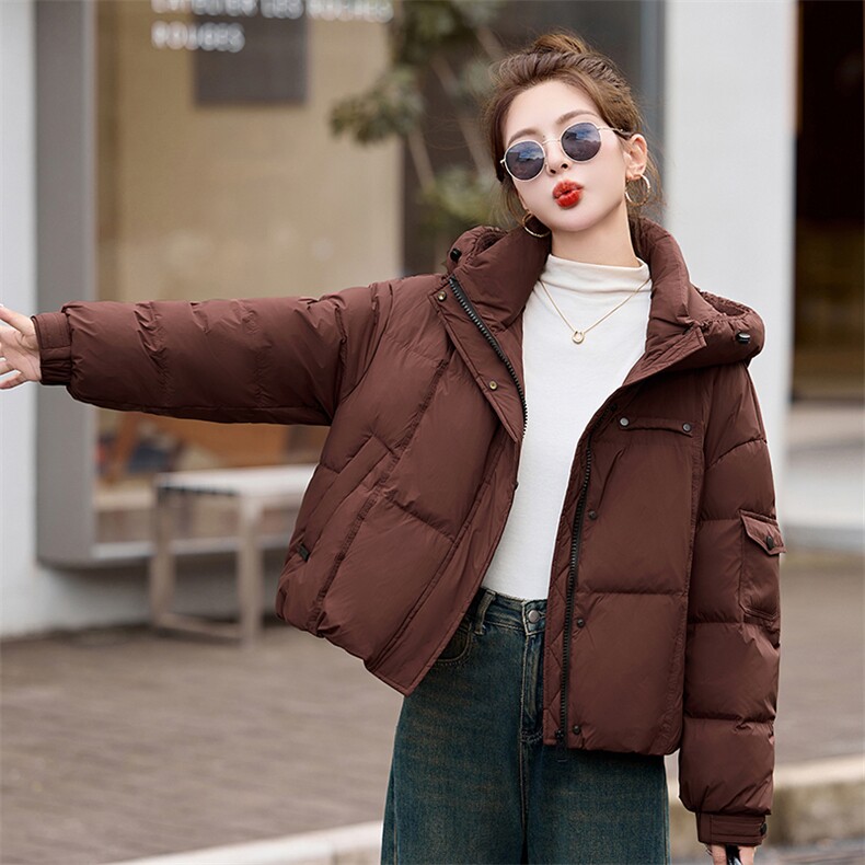 高级感超好看短款羽绒服女2024冬新款时尚小个子白鸭绒面包服外套,女装羽绒服,布芭啦