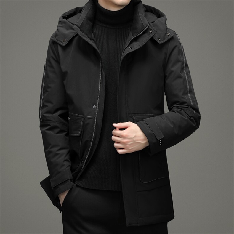 冬季羽绒服男休闲鸭绒厚款百搭连帽中长款羽绒服外套ZG2925-P275,男装羽绒服,电商B212（原钱塘6029）