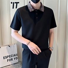 店主风社会小伙男士异色拼接翻领POLO衫男保罗衫301A-1/PL121/P58，男装Polo衫，星座301A-1