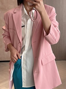 22C03#彩色腰带西装外套图片