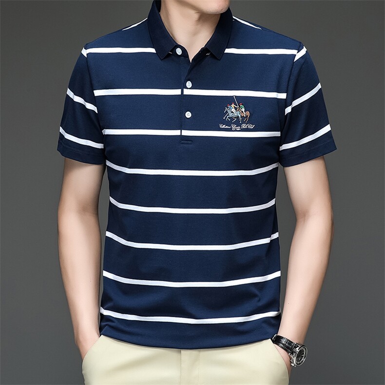 翻领短袖polo衫男商务夏季t恤修身中年休闲2023T恤上衣HMQ310-P63,男装Polo衫,星座1105-3