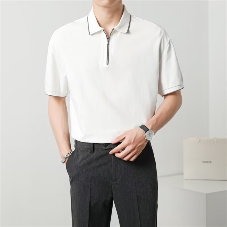 青春流行潮流标准新款百搭男POLO衫夏季潮ins短袖印花2023原宿图片