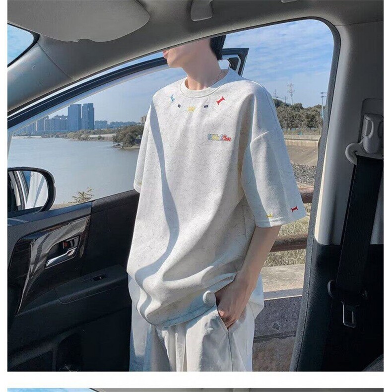 C539P39短袖t恤男夏季韩版潮流简约半袖上衣港风宽松潮牌体恤衫,男装T恤,星座512-6