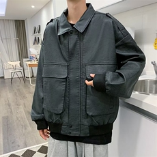 男秋季新款立体侧缝插袋皮衣夹克外套G98P77，男装皮衣，星座1116-2
