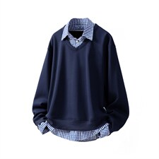 可二开假两件V领卫衣大码M-5XL;棉底部聚酯纤维78035P58，男装卫衣，星座227-7