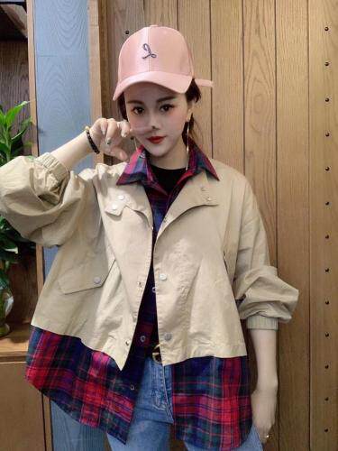 拼格子外套，女装，水恋百合