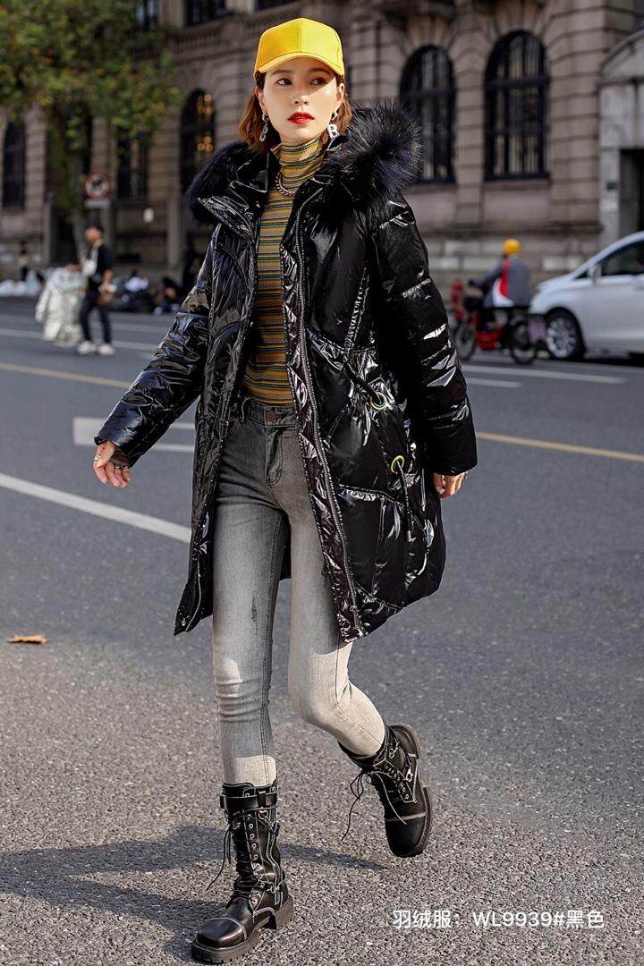 2021年冬季新款时尚修身显瘦中长款羽绒服现货大量供应，女装羽绒服，婉伦