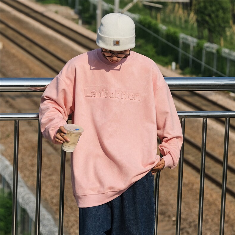 2026秋装新品鹿皮绒钢印情侣卫衣宽松外套上衣G1015P58男,女装短外套,电商A339