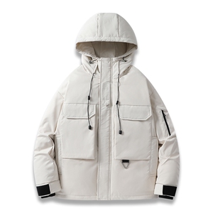 新标90白鸭绒简约休闲连帽工装外套纯色加厚羽绒服ESY0222-P230
