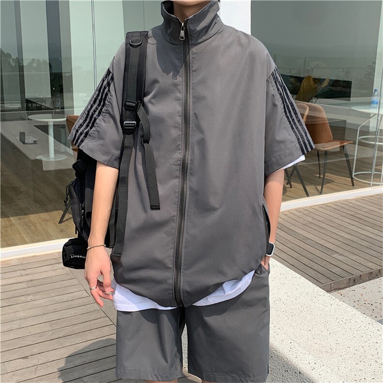 运动休闲套装两件套男夏季韩版ins宽松短袖外套短裤学生TZ001-P45,男装休闲套装,星座1008