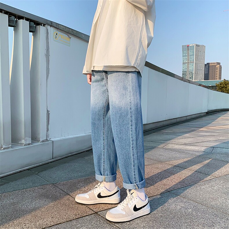 韩版潮流宽松直筒工装渐变牛仔裤网红男新款长裤K1101-P35，男装牛仔裤，星座512-2