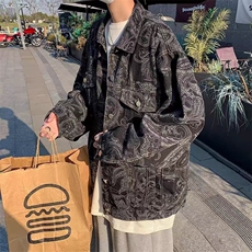 美式腰果花牛仔夹克男春秋潮宽松男装痞帅高级感外套HH364P60，男装工装外套，星座1013-5