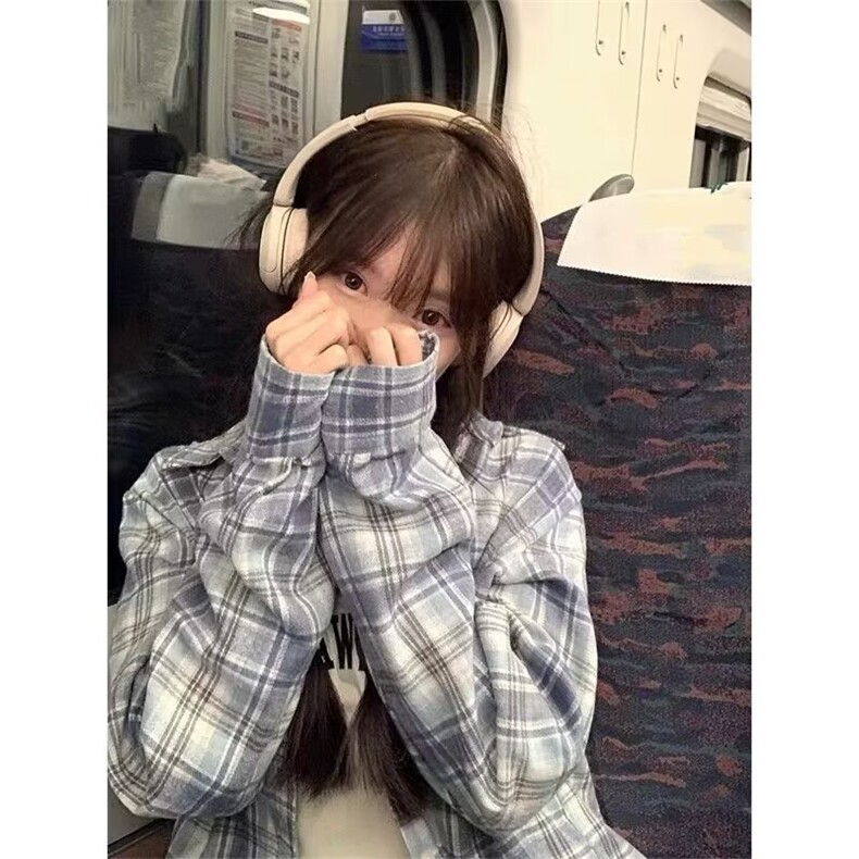 格子衬衫女2025新款春季甜美小个子长袖上衣外套CS8110,男装衬衫,星座516A