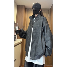 美拉德复古PU皮夹克磨砂质感外套（视频切片）1213-DY2313-P95，男装夹克，星座1213